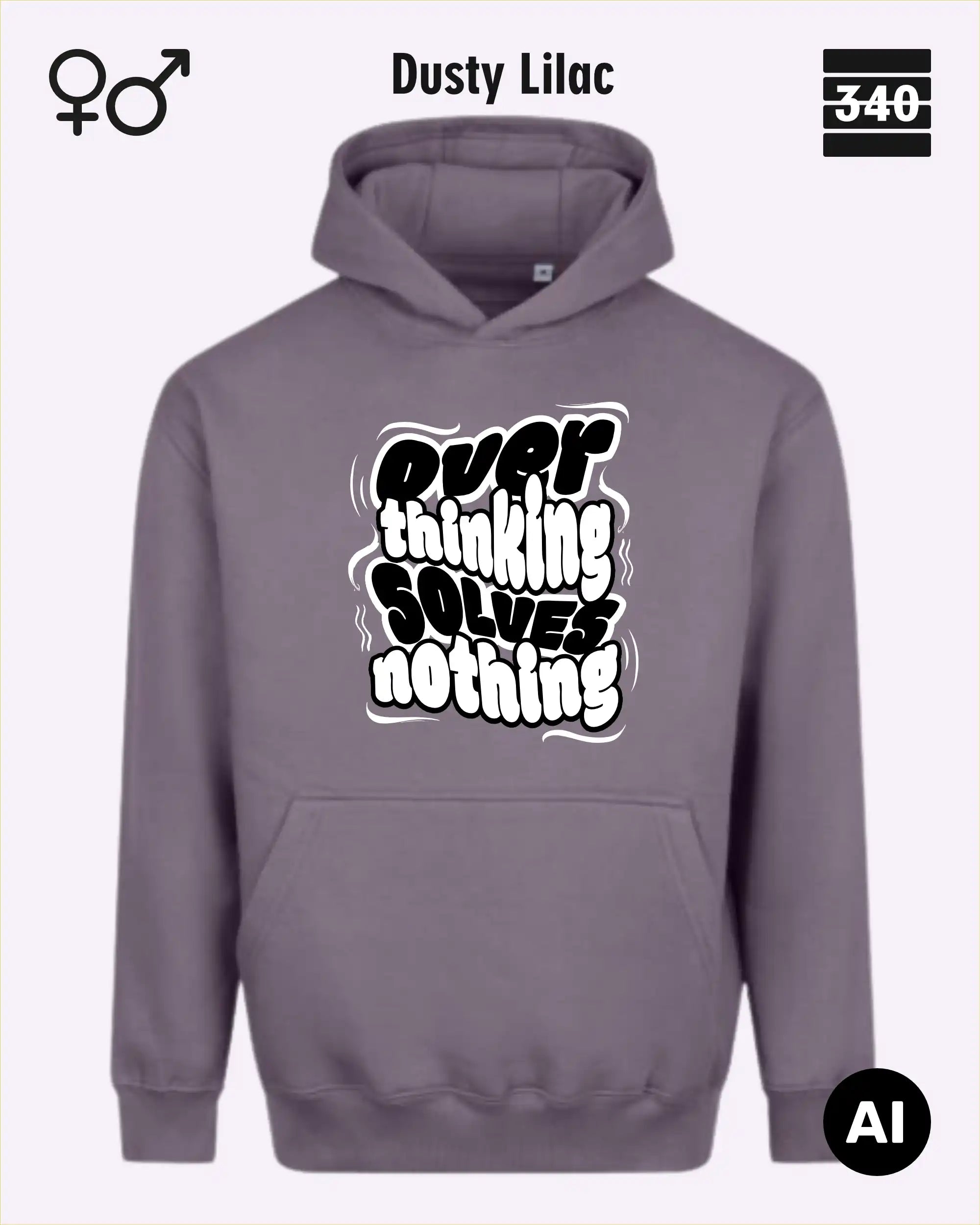 Oversized Design-Hoodie – Unisex – OVERTHINKING SOLVES NOTHING – Premium Baumwollmischung