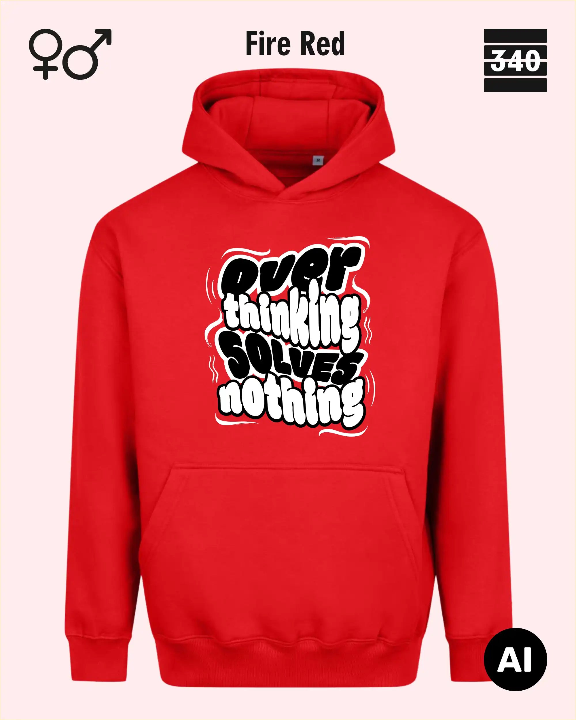 Oversized Design-Hoodie – Unisex – OVERTHINKING SOLVES NOTHING – Premium Baumwollmischung