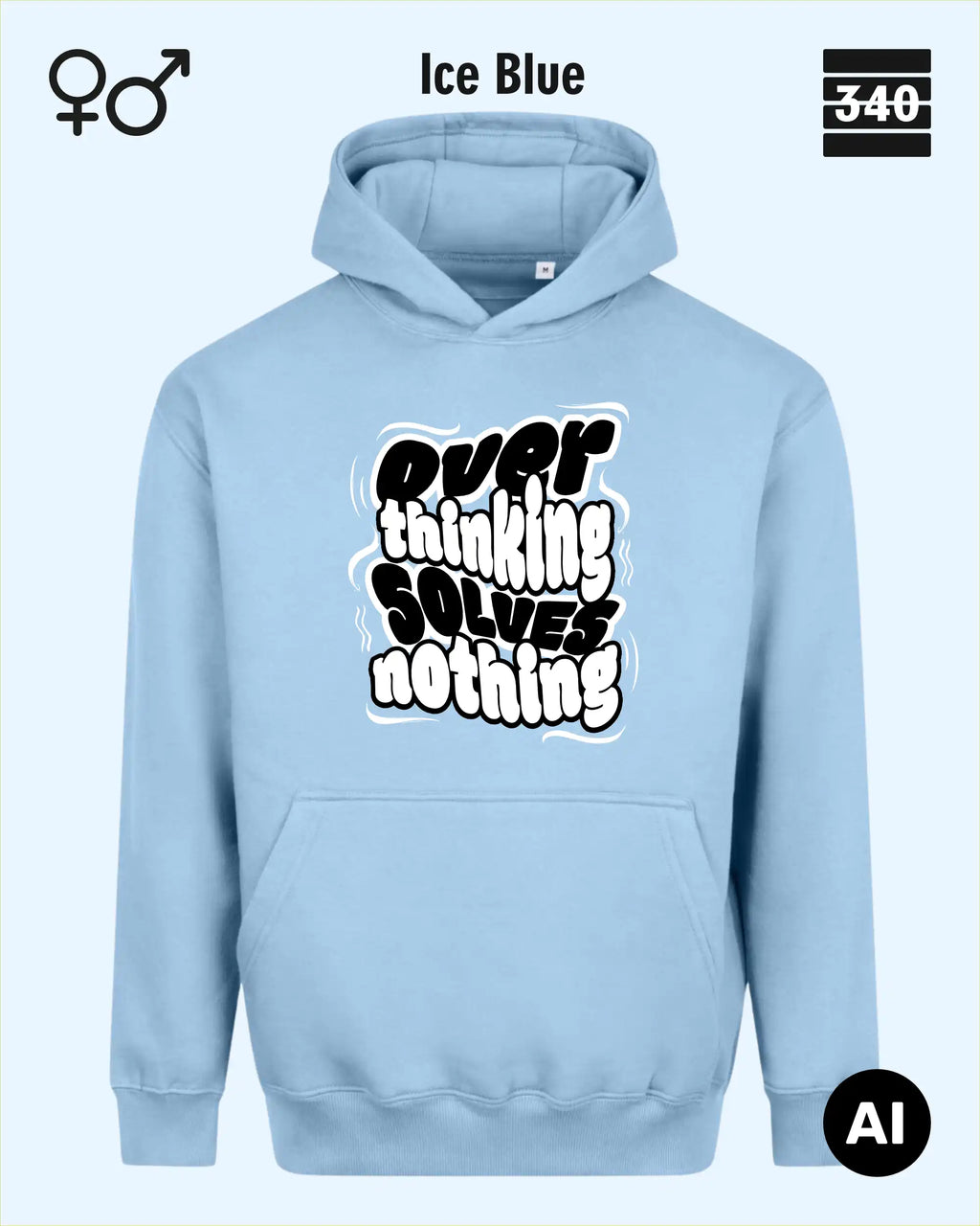 Oversized Design-Hoodie – Unisex – OVERTHINKING SOLVES NOTHING – Premium Baumwollmischung