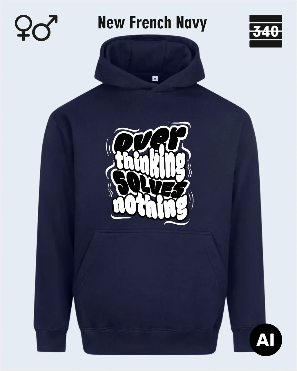 Oversized Design-Hoodie – Unisex – OVERTHINKING SOLVES NOTHING – Premium Baumwollmischung