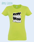 die Abbildung zeigt das design-t-shirt SOL’S Imperial Women 11502 in der farbe apple green mit dem Motiv "overthinking solves nothing"