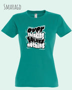 die Abbildung zeigt das design-t-shirt SOL’S Imperial Women 11502 in der farbe Smaragd mit dem Motiv "overthinking solves nothing"