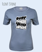 das bild zeigt das T-Shirt Tee Jays Women's Interlock Tee STYLE 580 in der farbe flint stone mit dem ausdrucksstarken design "overthinking solves nothing".