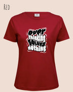 das bild zeigt das T-Shirt Tee Jays Women's Interlock Tee STYLE 580 in der farbe red mit dem ausdrucksstarken design "overthinking solves nothing".