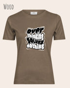 das bild zeigt das T-Shirt Tee Jays Women's Interlock Tee STYLE 580 in der farbe wood mit dem ausdrucksstarken design "overthinking solves nothing".