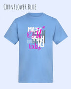 die Abbildung zeigt das t-shirt awdis 180 t in der farbe cornflower blue mit dem motiv make it happen today.