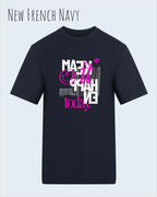 die Abbildung zeigt das t-shirt awdis 180 t in der farbe new french navy mit dem motiv make it happen today.