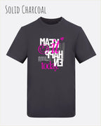 die Abbildung zeigt das t-shirt awdis 180 t in der farbe solid charcoal mit dem motiv make it happen today.