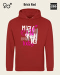 Das bild zeigt den Design-Hoodie JH001 von AWDis Jusat hoods in der farbe brick red mit dem motiv "make it happen today".