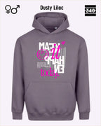 das bild zeigt den Oversized Design-Hoodie JH111 unisex in der farbe dusty lilac mit dem motiv "male it happen today".