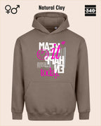 das bild zeigt den Oversized Design-Hoodie JH111 unisex in der farbe natural clay mit dem motiv "male it happen today".