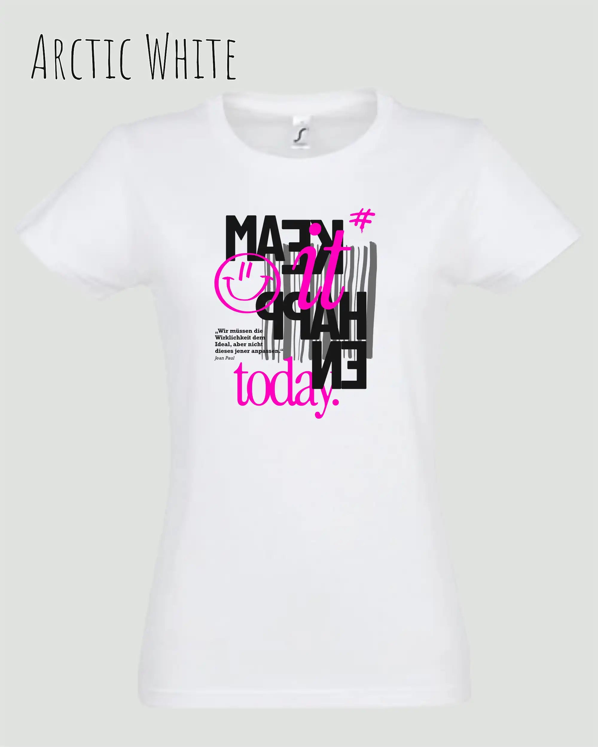 Design-T‑Shirt – Feminine Fit – MAKE IT HAPPEN – Premium-Baumwolle