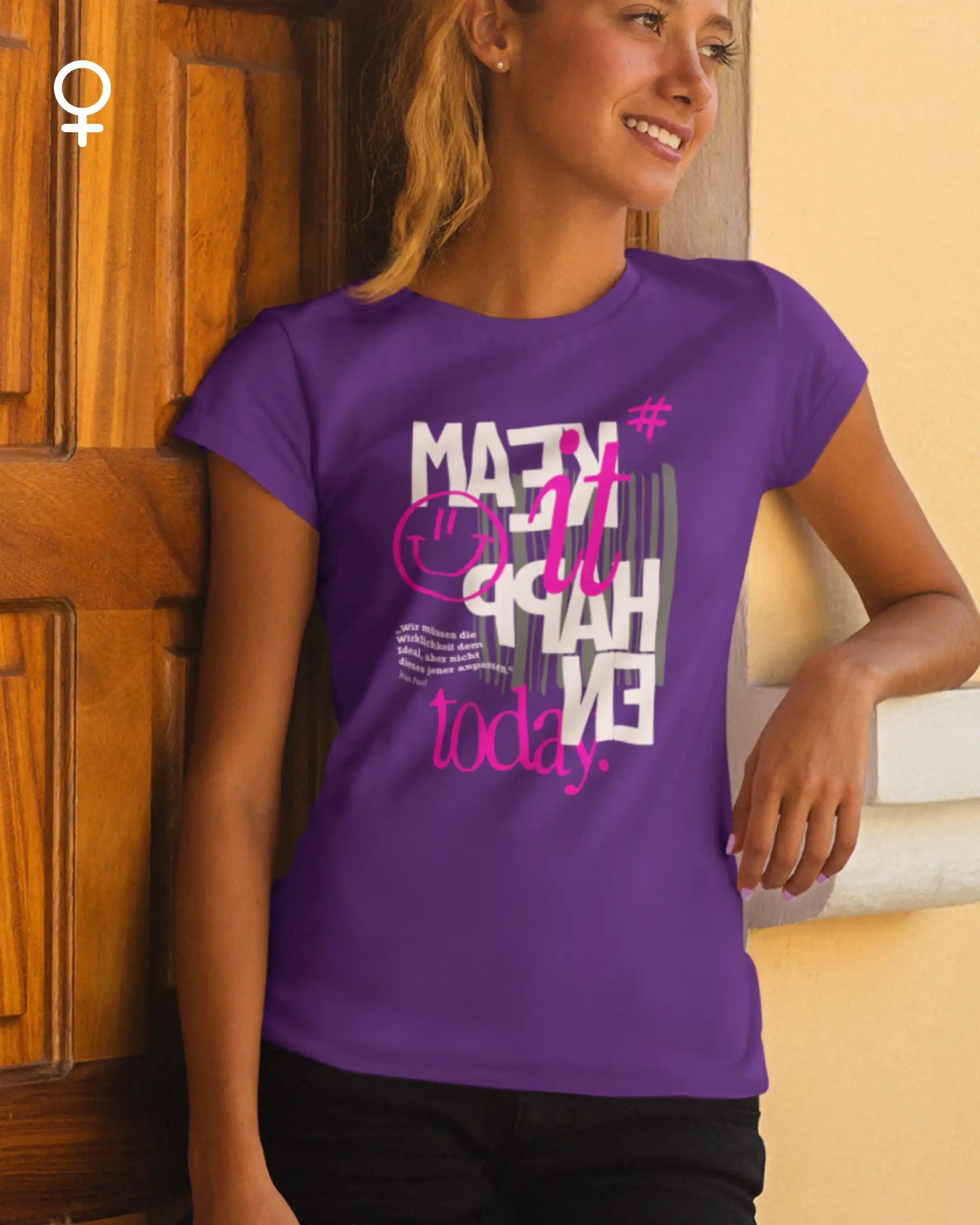 Design-T‑Shirt – Feminine Fit – MAKE IT HAPPEN – Premium-Baumwolle