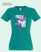 Design-T‑Shirt – Feminine Fit – MAKE IT HAPPEN – Premium-Baumwolle