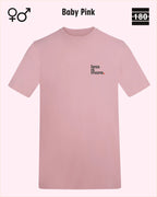 Dieses bild zeigt das Unisex Design-T-Shirt AWDis 180T in der farbe XXXbaby pinkmit dem minimalistischen motiv "less is more"