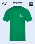 Dieses bild zeigt das Unisex Design-T-Shirt AWDis 180T in der farbe kelly green mit dem minimalistischen motiv "less is more"