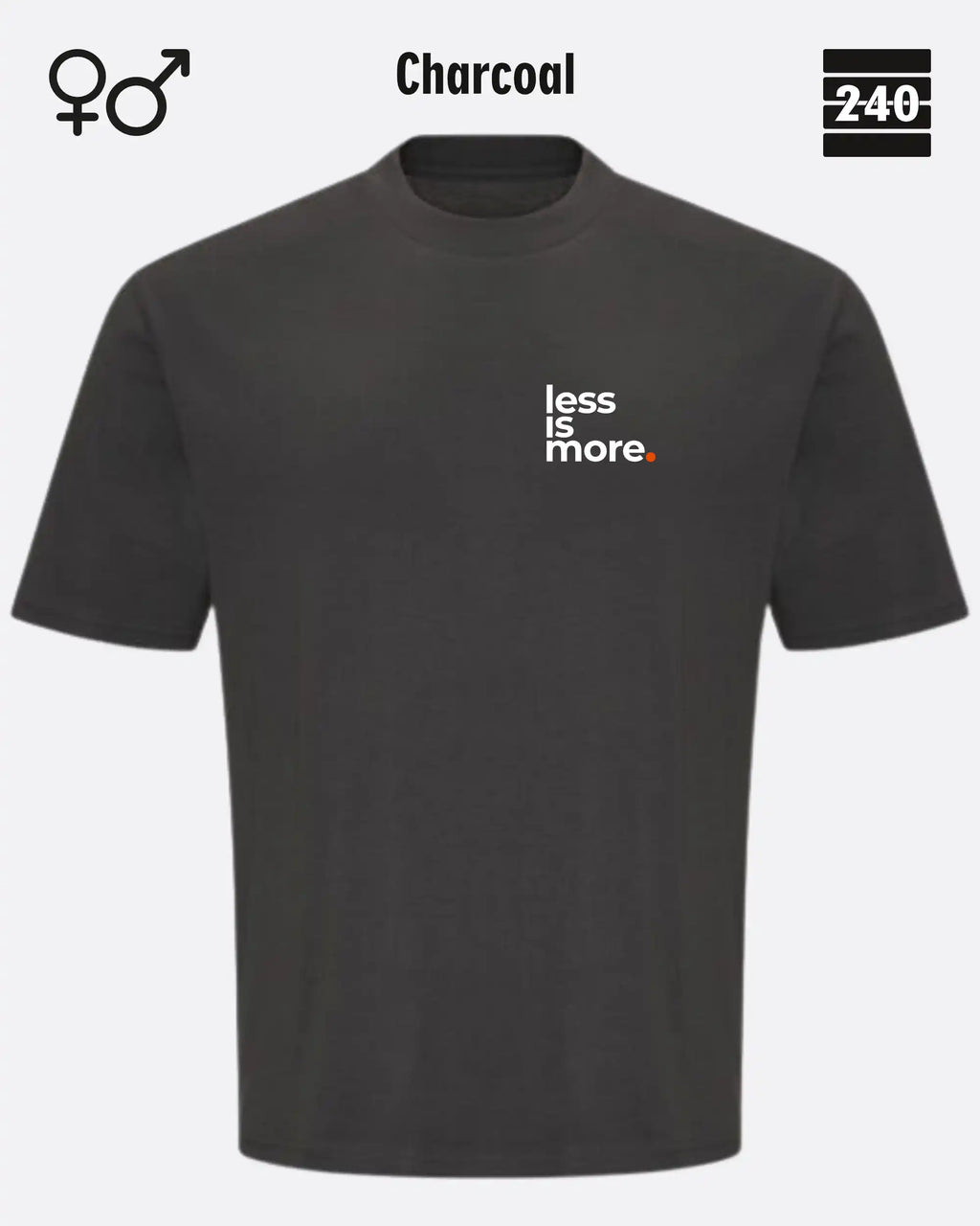 Oversized Design-T‑Shirt  – Unisex – LESS IS MORE (1) – Heavyweight Baumwolle