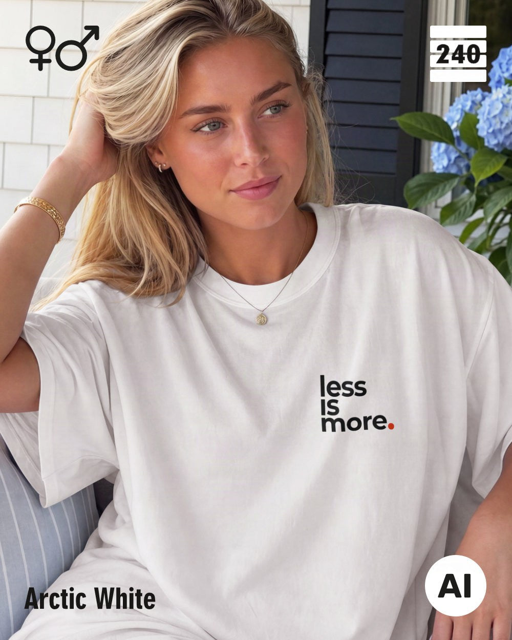 Oversized Design-T‑Shirt  – Unisex – LESS IS MORE (1) – Heavyweight Baumwolle