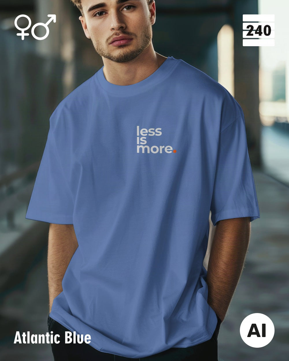 Oversized Design-T‑Shirt  – Unisex – LESS IS MORE (1) – Heavyweight Baumwolle
