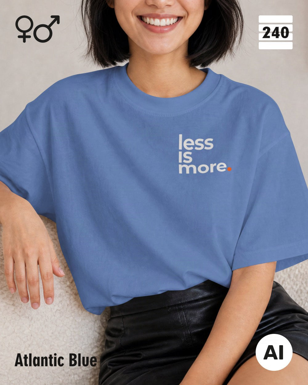 Oversized Design-T‑Shirt  – Unisex – LESS IS MORE (1) – Heavyweight Baumwolle