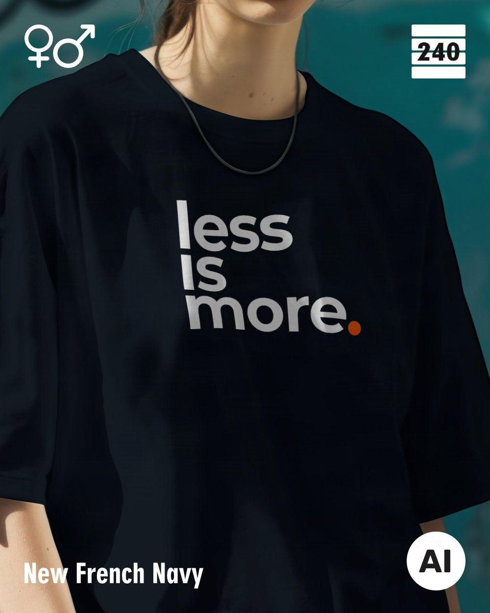 Oversized Design-T‑Shirt  – Unisex – LESS IS MORE (1) – Heavyweight Baumwolle