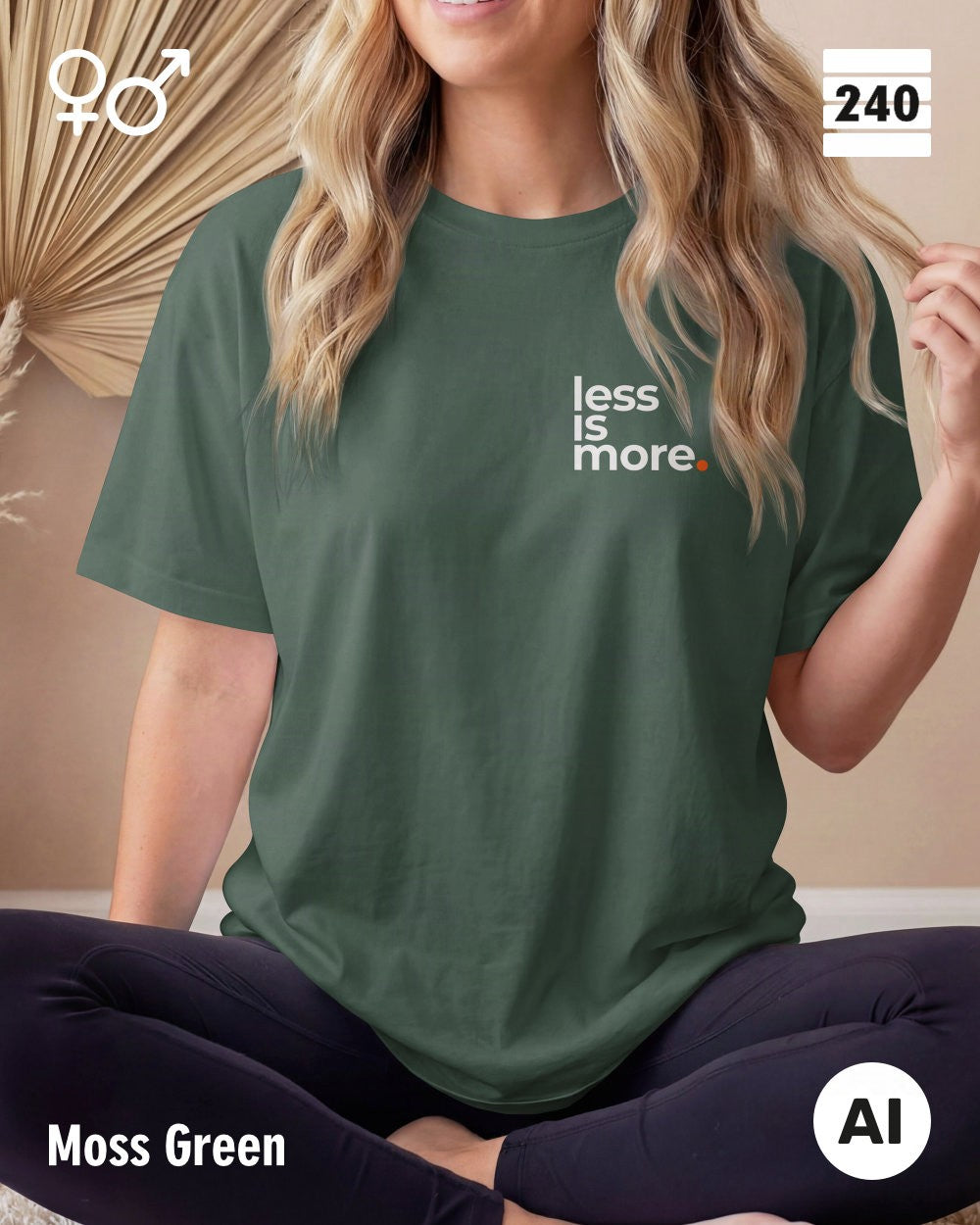 Oversized Design-T‑Shirt  – Unisex – LESS IS MORE (1) – Heavyweight Baumwolle