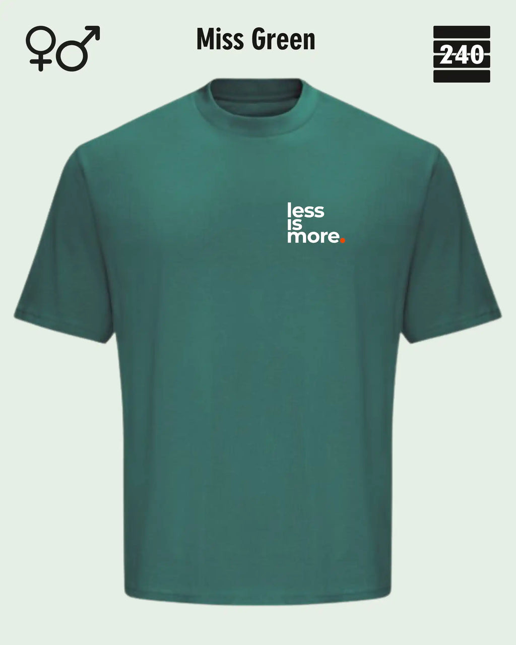Oversized Design-T‑Shirt  – Unisex – LESS IS MORE (1) – Heavyweight Baumwolle