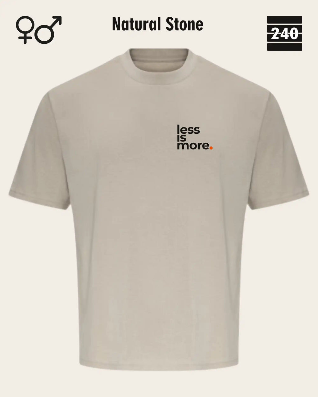 Oversized Design-T‑Shirt  – Unisex – LESS IS MORE (1) – Heavyweight Baumwolle
