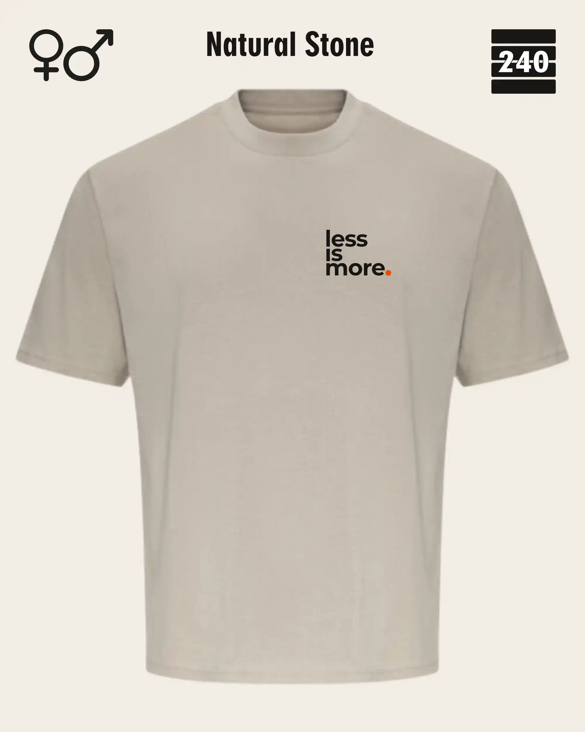 Oversized Design-T‑Shirt  – Unisex – LESS IS MORE (1) – Heavyweight Baumwolle