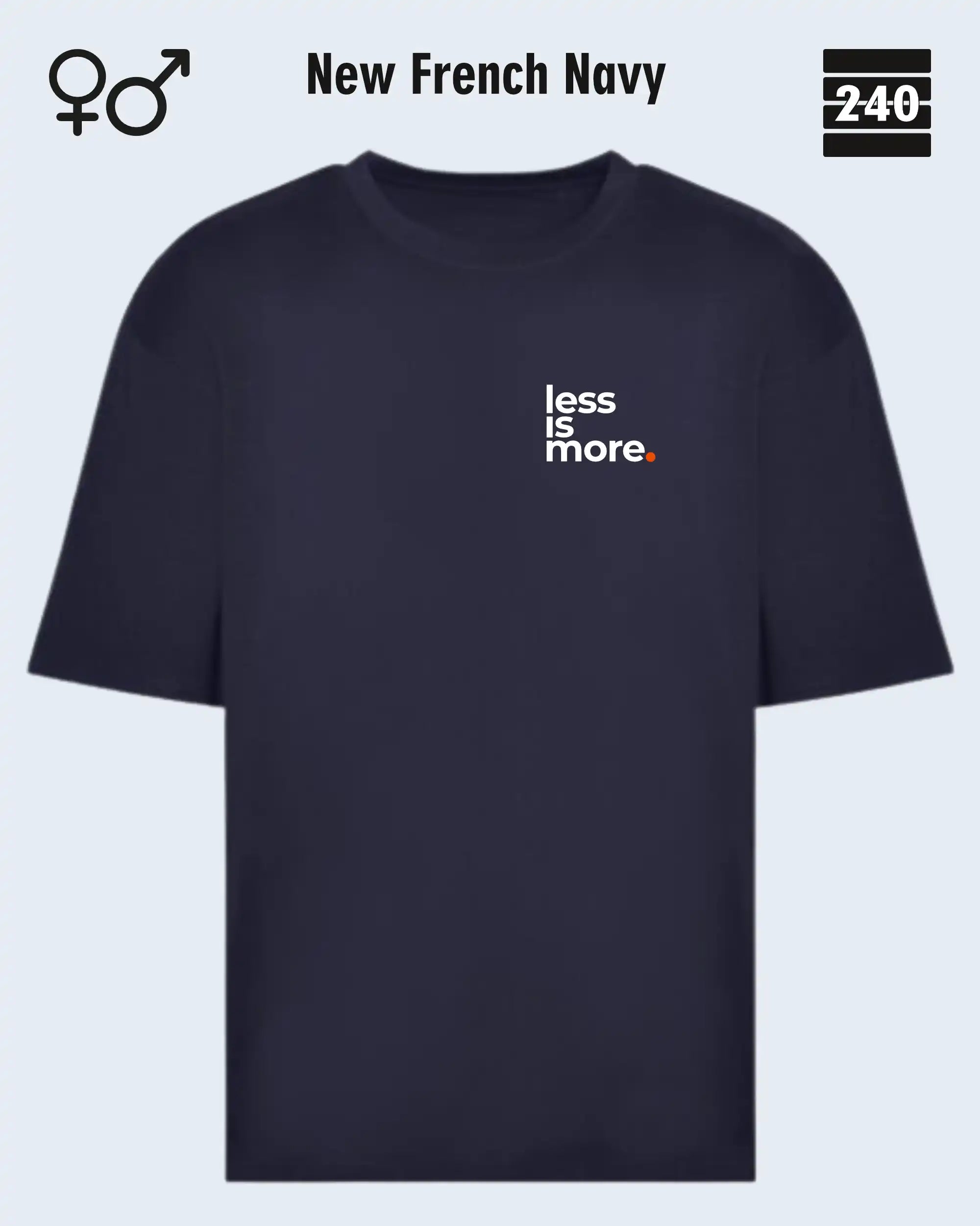 Oversized Design-T‑Shirt  – Unisex – LESS IS MORE (1) – Heavyweight Baumwolle
