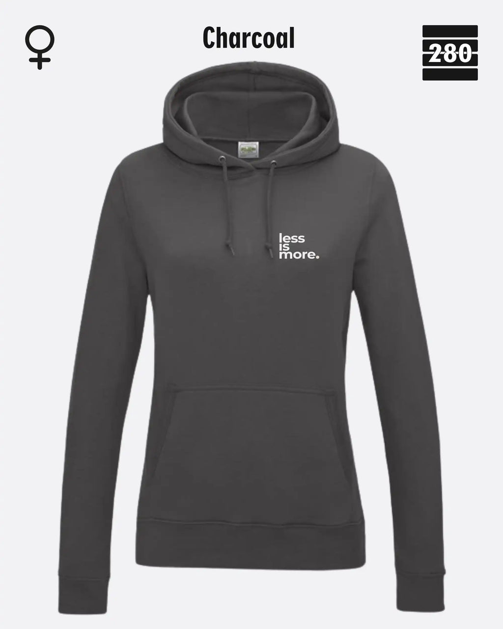 Damen Design‑Hoodie – Feminine Fit – LESS IS MORE (1)  – Weiche Baumwollmischung