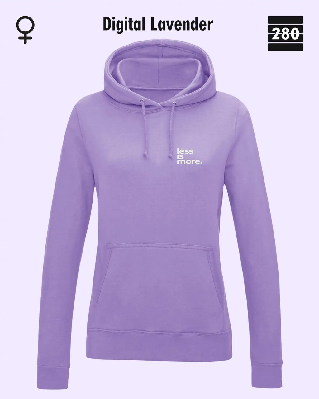 Damen Design‑Hoodie – Feminine Fit – LESS IS MORE (1)  – Weiche Baumwollmischung