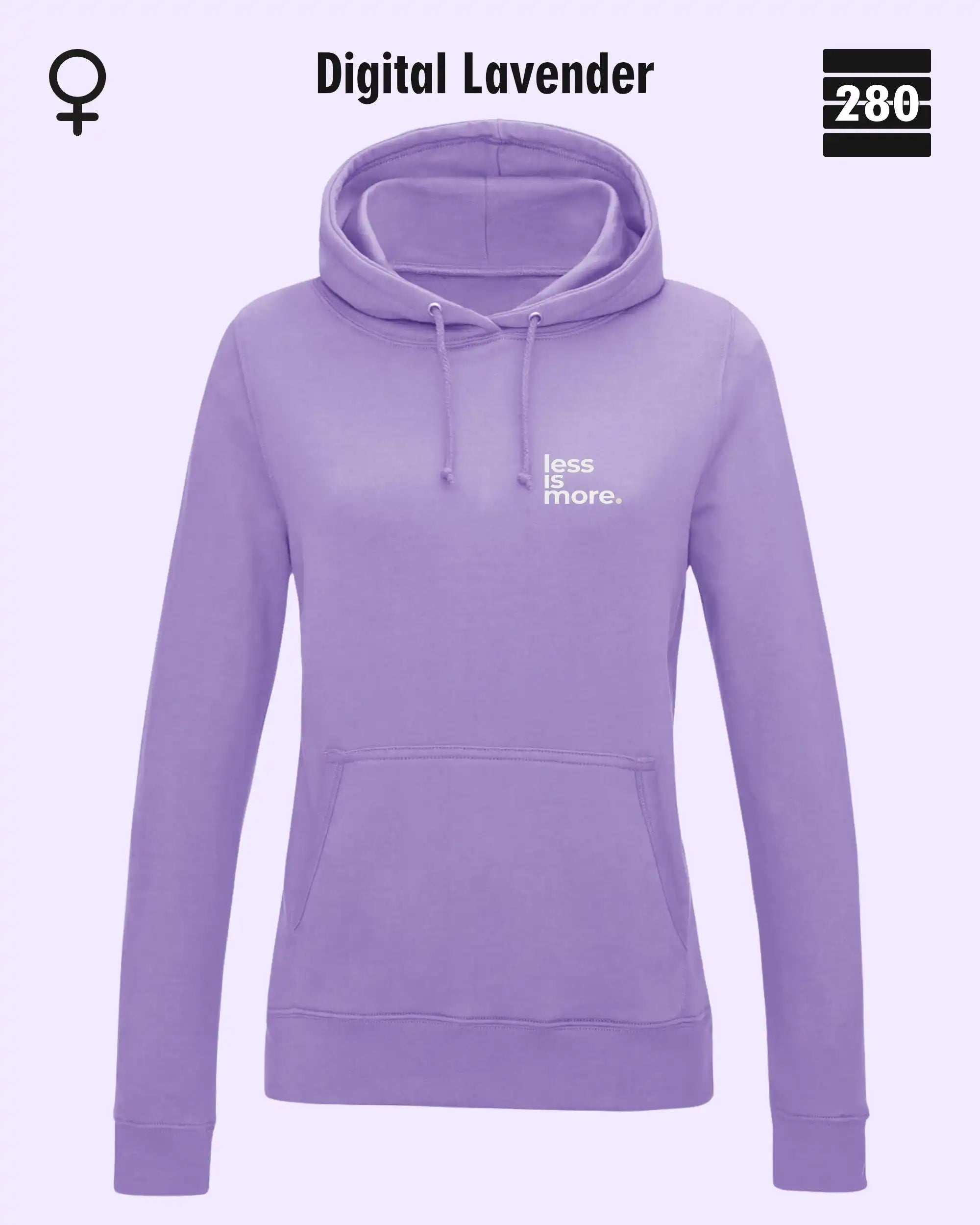 Damen Design‑Hoodie – Feminine Fit – LESS IS MORE (1)  – Weiche Baumwollmischung