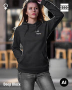 Damen Design‑Hoodie – Feminine Fit – LESS IS MORE (1)  – Weiche Baumwollmischung