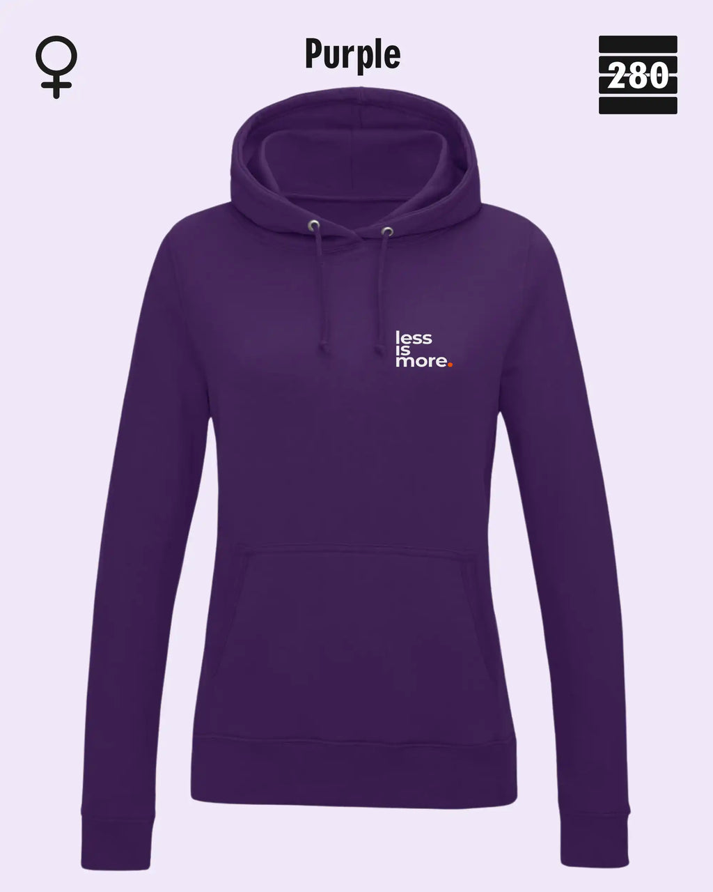 Damen Design‑Hoodie – Feminine Fit – LESS IS MORE (1)  – Weiche Baumwollmischung