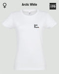 Auf diesem Bild sieht man das Damen T-Shirt SOL’S Imperial Women 11502 in der Farbe arctic white mit dem minimalistischen Design "less is more".