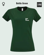 Auf diesem Bild sieht man das Damen T-Shirt SOL’S Imperial Women 11502 in der Farbe bottle green mit dem minimalistischen Design "less is more".