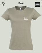 Auf diesem Bild sieht man das Damen T-Shirt SOL’S Imperial Women 11502 in der Farbe khaki mit dem minimalistischen Design "less is more".