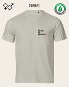 das bild zeigt dasnachhaltige Design-T-Shirt Tee Jays Urban Luxury Tee 1150 in der farbe cement mit dem minimalistischen Print "Less is more."