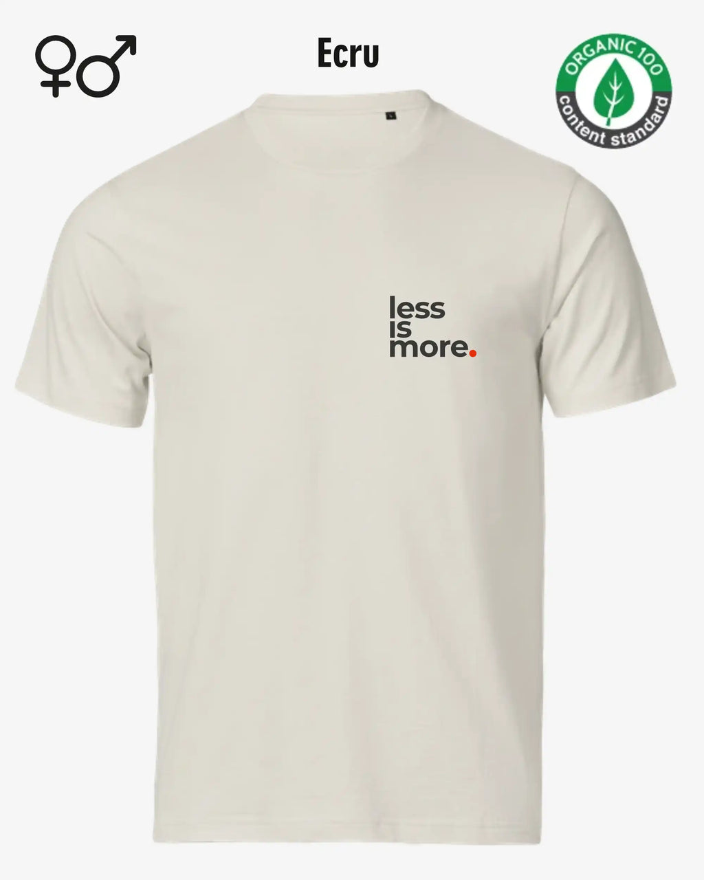 das bild zeigt dasnachhaltige Design-T-Shirt Tee Jays Urban Luxury Tee 1150 in der farbe ecru mit dem minimalistischen Print "Less is more."