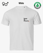 das bild zeigt dasnachhaltige Design-T-Shirt Tee Jays Urban Luxury Tee 1150 in der farbe white mit dem minimalistischen Print "Less is more."