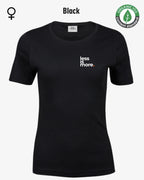 Auf dem Bild sieht man das T-Shirt Tee Jays Women's Interlock Tee STYLE 580 in der Farbe black mit dem minimalistischen Design "less is more".