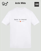 das bild zeigt das Unisex Design-T-Shirt AWDis 180T in der farbe arcgtic white mit dem zeitlosen motiv "less is more"