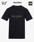 das bild zeigt das Unisex Design-T-Shirt AWDis 180T in der farbe deep black mit dem zeitlosen motiv "less is more"