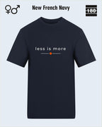 das bild zeigt das Unisex Design-T-Shirt AWDis 180T in der farbe new french navy mit dem zeitlosen motiv "less is more"
