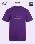 das bild zeigt das Unisex Design-T-Shirt AWDis 180T in der farbe purple mit dem zeitlosen motiv "less is more"