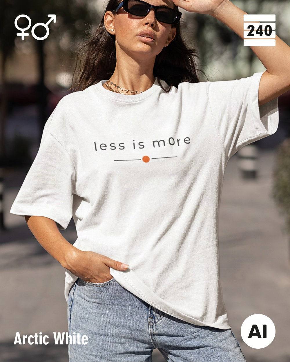 Oversized Design-T‑Shirt  – Unisex – LESS IS MORE (2) – Heavyweight Baumwolle