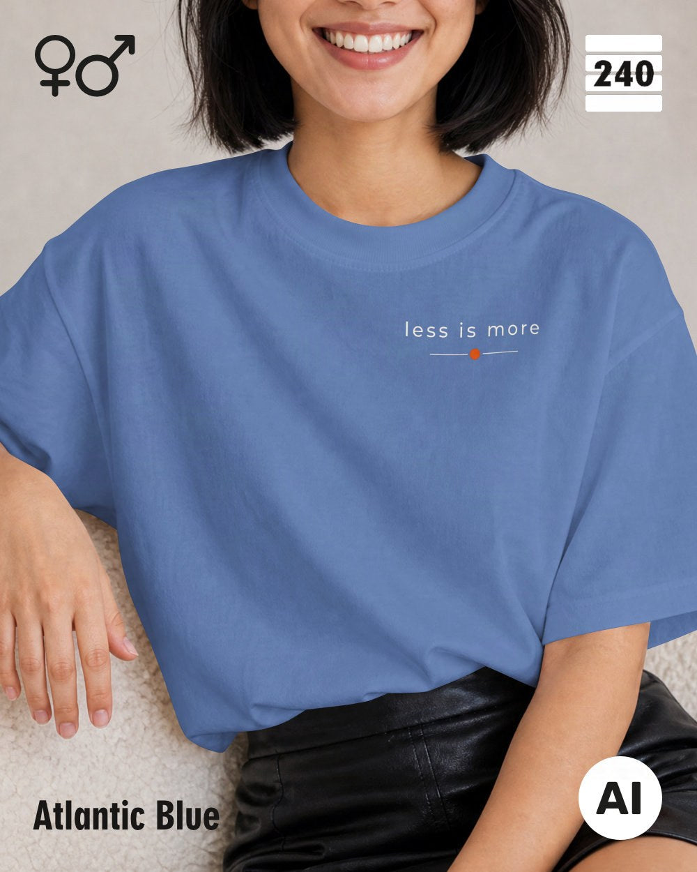 Oversized Design-T‑Shirt  – Unisex – LESS IS MORE (2) – Heavyweight Baumwolle