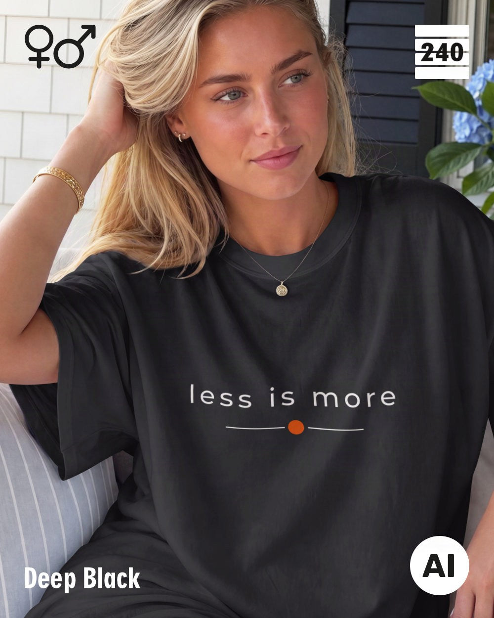 Oversized Design-T‑Shirt  – Unisex – LESS IS MORE (2) – Heavyweight Baumwolle