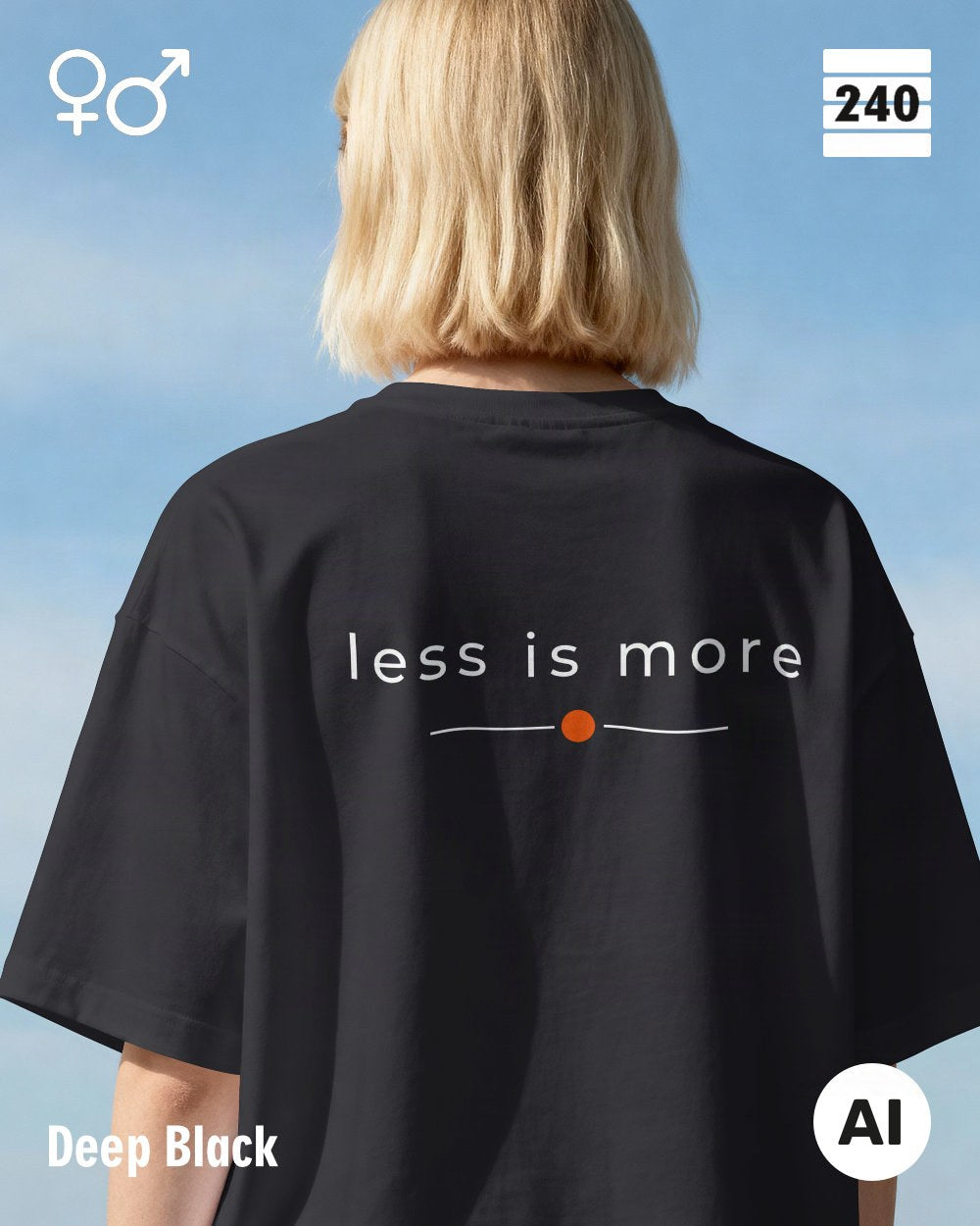 Oversized Design-T‑Shirt  – Unisex – LESS IS MORE (2) – Heavyweight Baumwolle